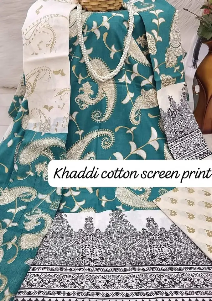 PURE KHADDI COTTON SCREEN PRINT 3PIC ID 2688