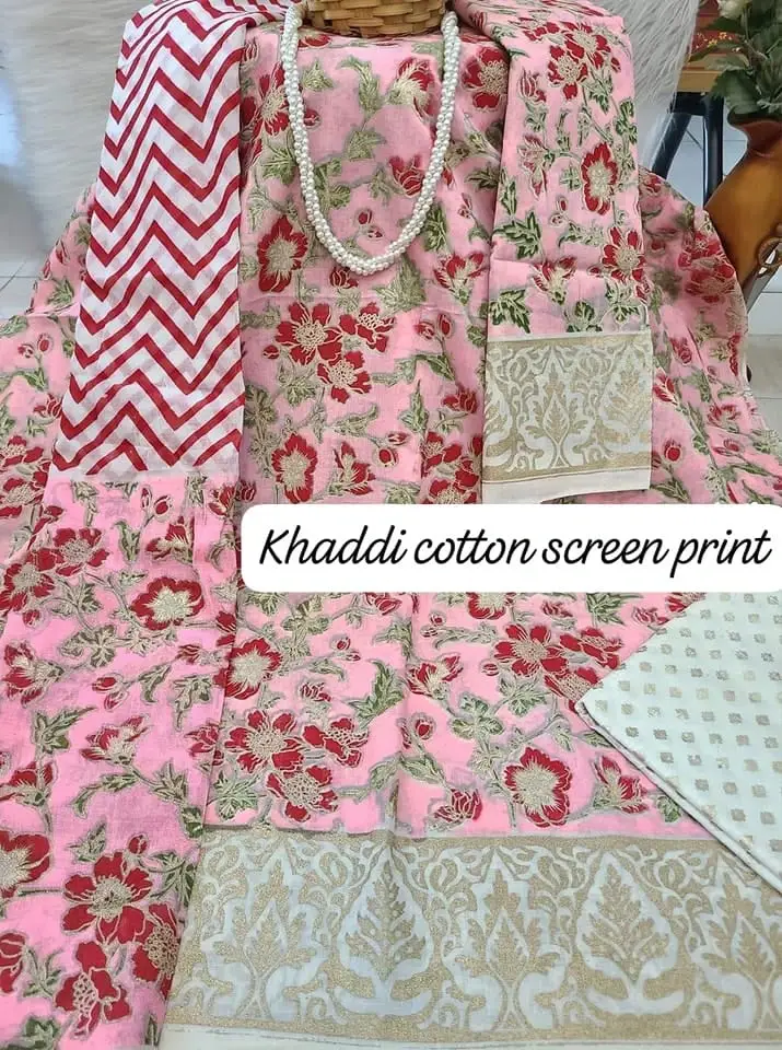 PURE KHADDI COTTON SCREEN PRINT 3PIC ID 2531