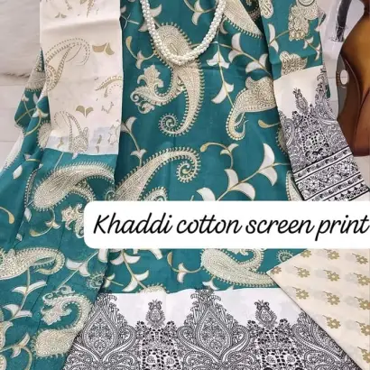 PURE KHADDI COTTON SCREEN PRINT 3PIC ID 2688