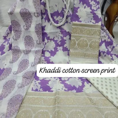 PURE KHADDI COTTON SCREEN PRINT 3PIC ID 2529