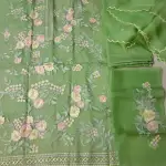 সপুরা মসলিন এমব্রয়ডারী কামিজ,পিওর শিপন দুই কালার টাই-ডাই ওড়না, ইনার+সালোয়ার ৫গজ কাপুর-৪পিছ সেট।