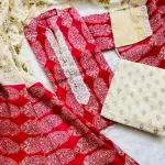 PURE KHADDI COTTON SCREEN PRINT STITCH 3PIC (সেলাই করা)