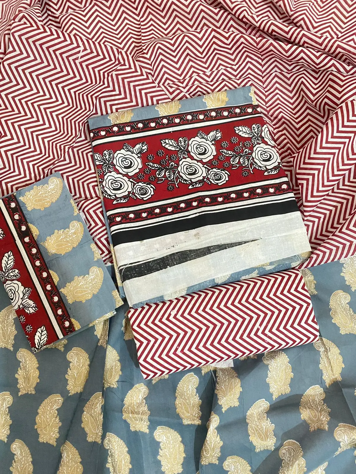 PURE KHADDI COTTON SCREEN PRINT 3PIC ID 2756