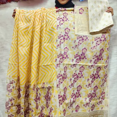 PURE KHADDI COTTON SCREEN PRINT 3PIC ID 2736